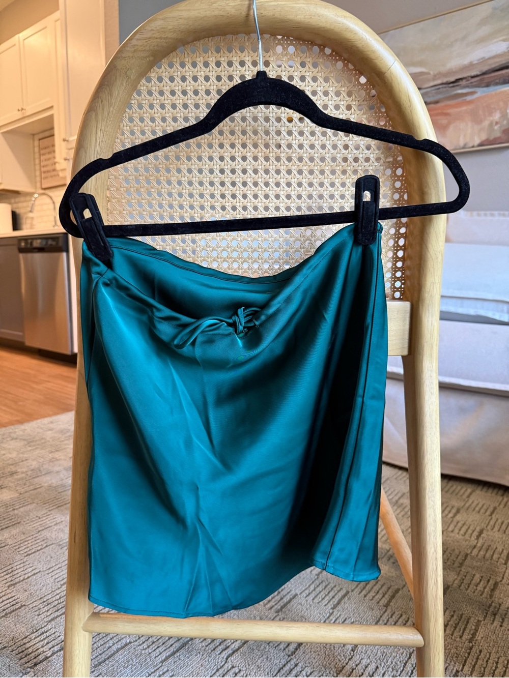 Amazon Teal Satin Midi Skirt